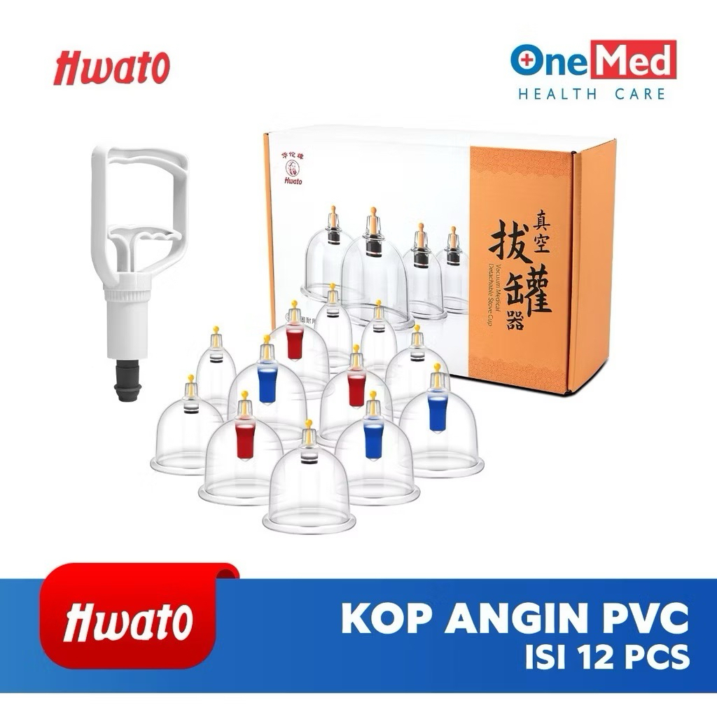Kop Angin / Bekam Hwato PVC Isi 12 / HWATO - Alat Terapi Bekam | Vacuum Cupping Set Kop Angin