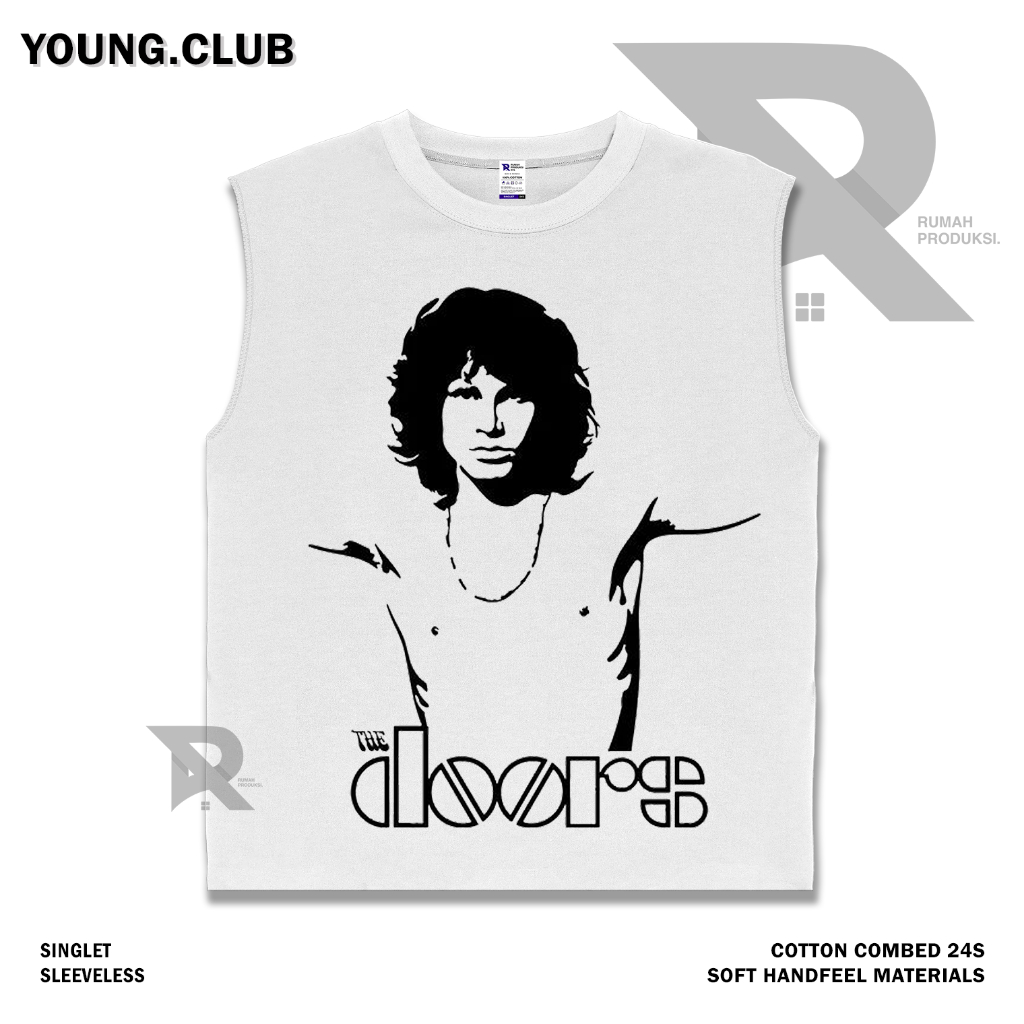 YOUNG.CLUB | KAOS BAJU SINGLET THE DOORS BAND | BAND METAL MUSIK ROCK | T-SHIRT SINGLET PUTIH STYLE 