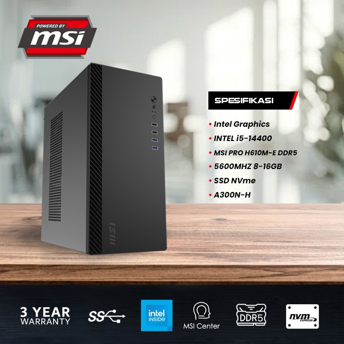 MSI PRO Desktop PC - Office & Study | Intel i5-14400 | SSD NVme