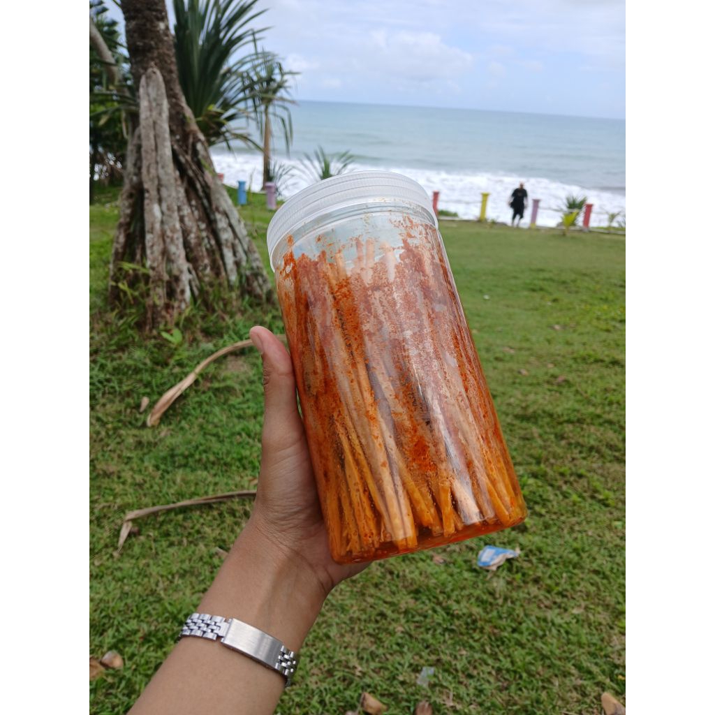 

Mie Lidi Kemasan Toples Tabung 1000ml Toping Bawang Goreng