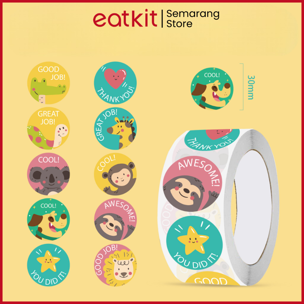 

Eatkit Sticker Thank You 500 pcs Stiker Terima Kasih Warna Self Adhesive Seal Label Roll