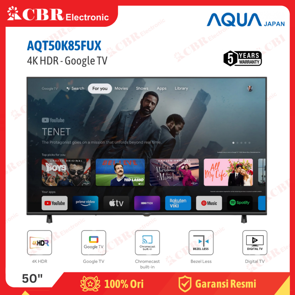 TV AQUA 50 Inch LED AQT50K85FUX  (4K HDR- Google TV)