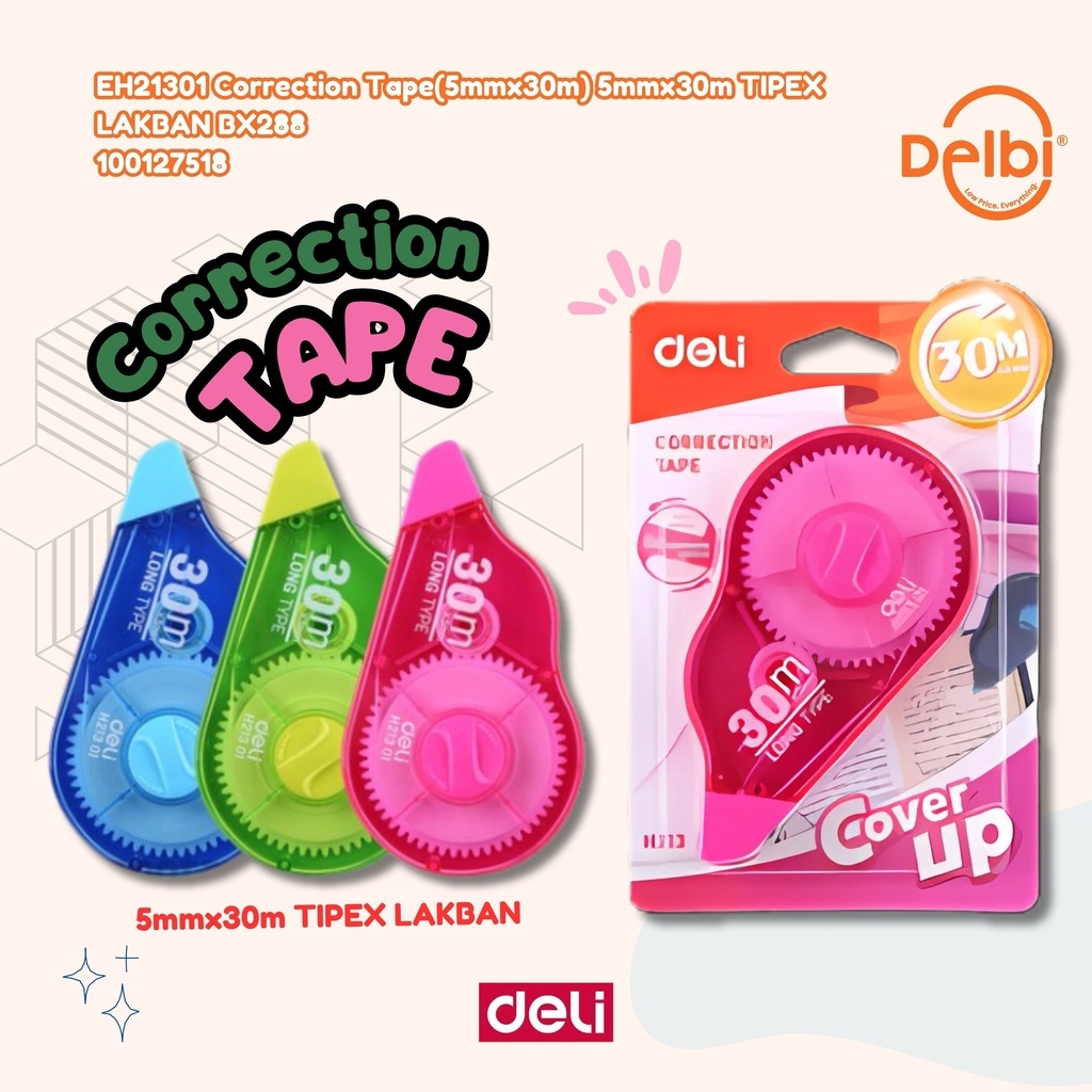 

DELI Correction Tape TIPEX Kertas CANTIK