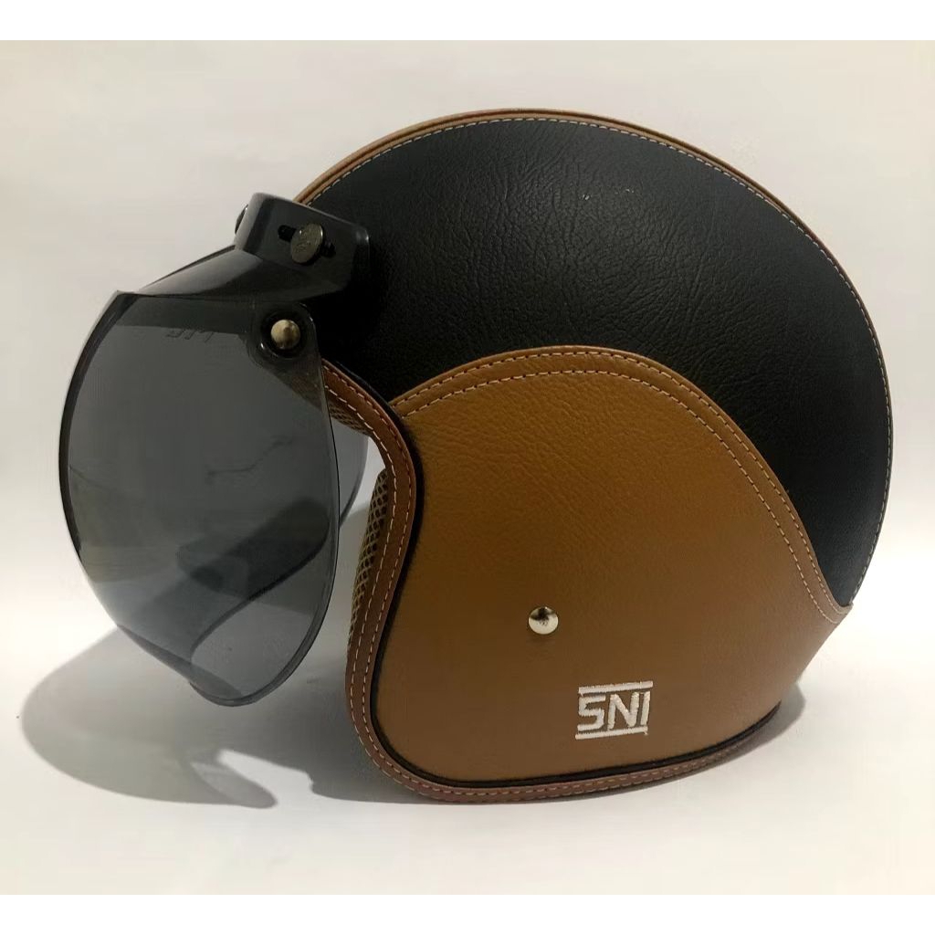 Helm Bogo Kulit Premium Busa Lepas pasang/Oringinal SNI/Termurah Shopee