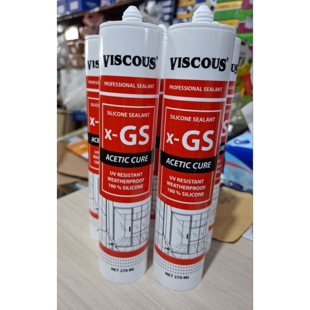 Lem silicone Viscous clear, putih, hitam, coklat / silicone sealent acetic cure