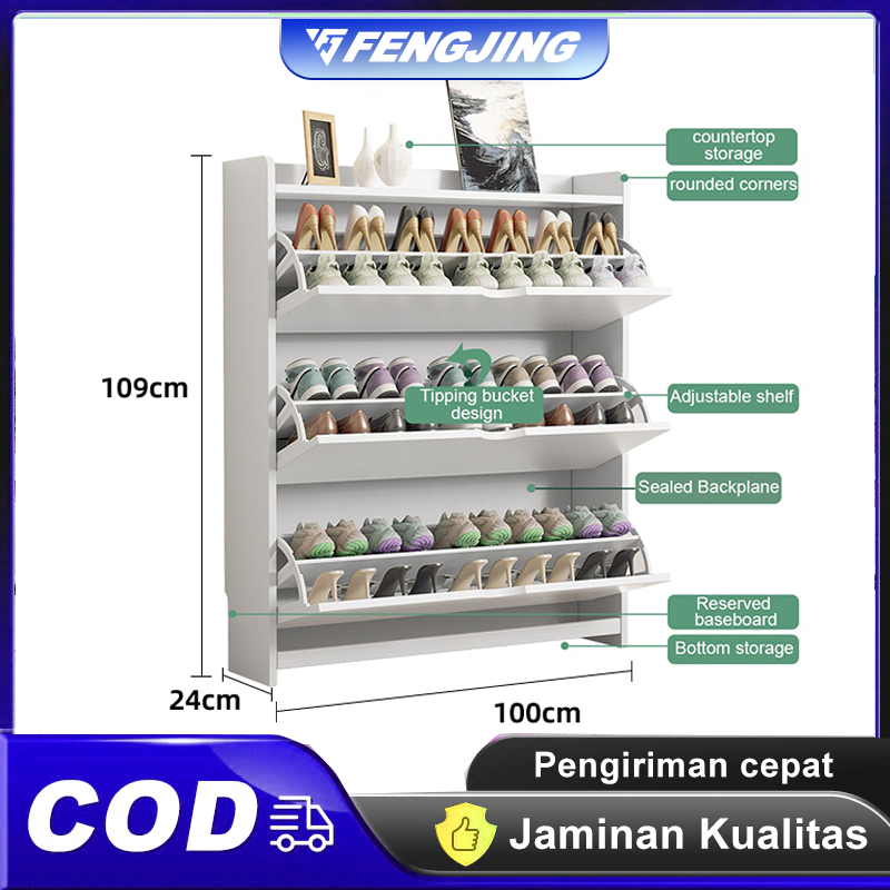 80*24*109 Gaya kayu asli / Lemari Sepatu Berlapis Banyak/ Lemari Sepatu Kayu Sederhana/ Lemari