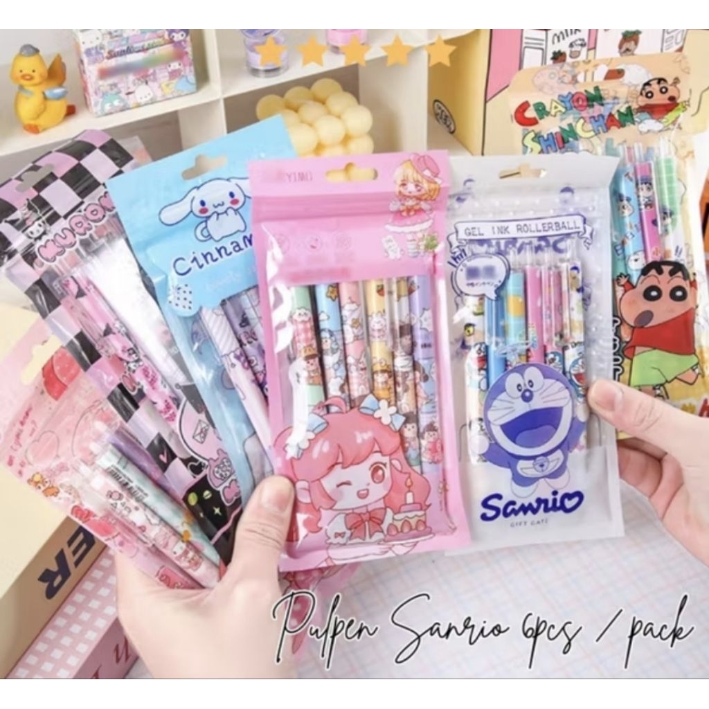 

PULPEN SET 6 PCS PULPEN KARAKTER SANDRIO PULPEN DORONG SET 6 PCS