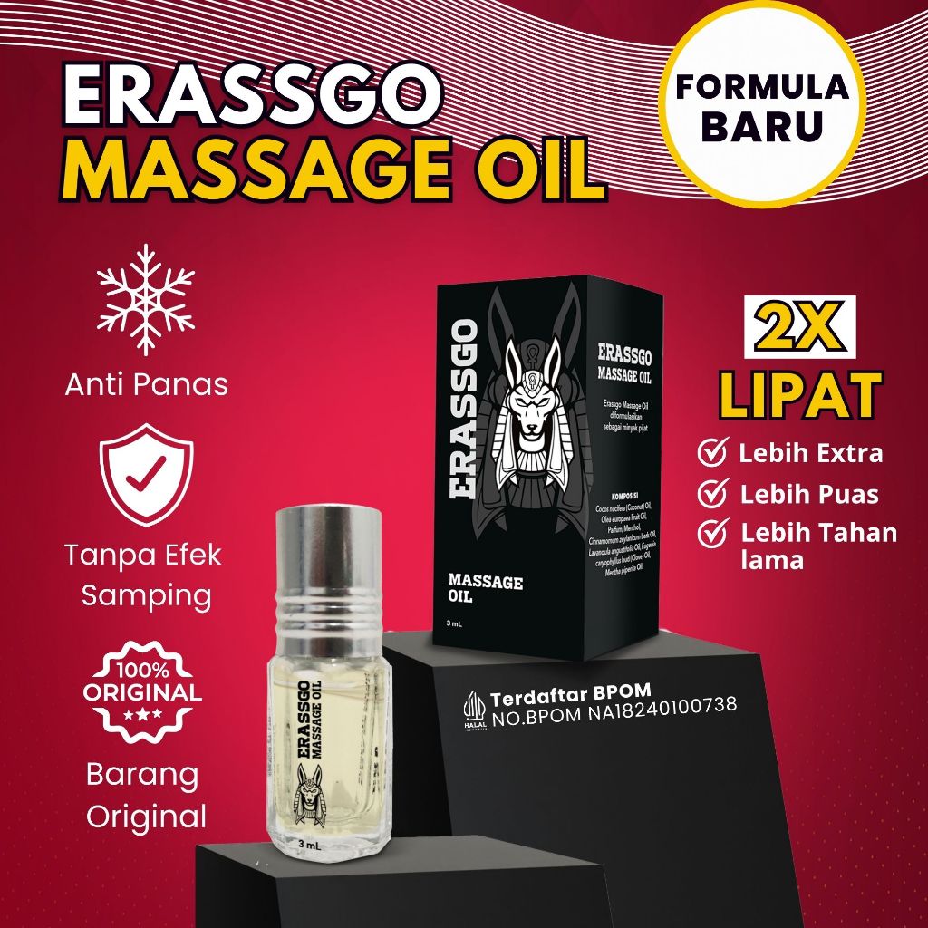 Erassgo Original Minyak Pijat Oles Pria Anti Kebas Meningkatkan ereksi Tahan Lama Original