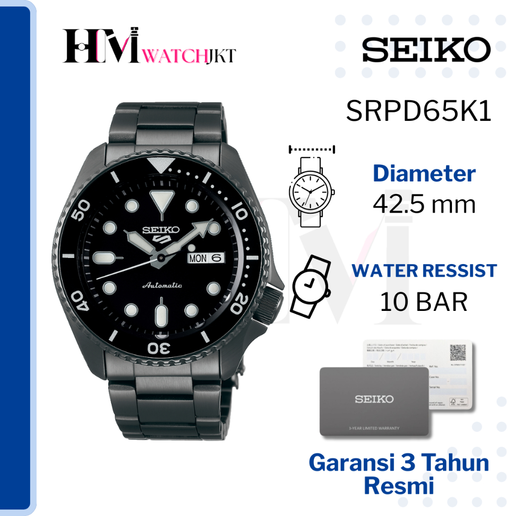 SEIKO 5 Sport SRPD65K1 Jam Tangan Pria Original Analog Diver Antiair