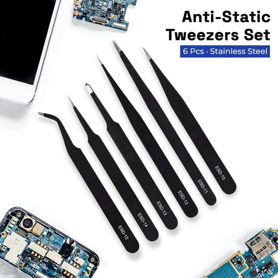 1 set pinset anti static stainless steel 6pc pinset elektronik