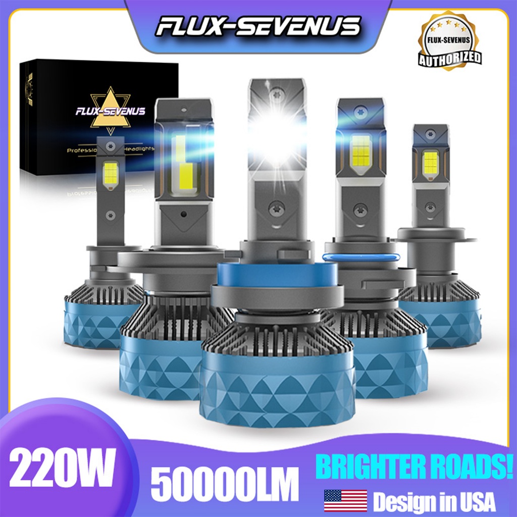 FLUX-SEVEN USA H4 Bohlam Lampu Depan LED APOLLO Plus 220W 50000LM warna putih H7 H11 9005 9006 9012