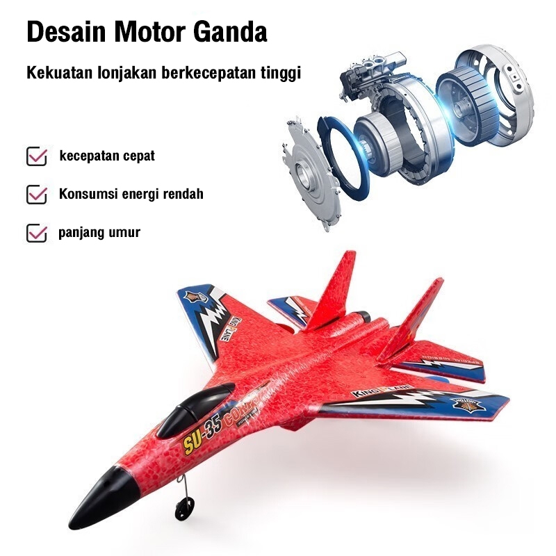 Jojotoy Mainan Remote Control Pesawat Terbang SU35 RC Airplane Elektrik Baterai LED Anak Jarak Jauh