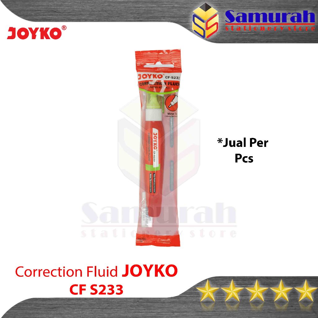 

Correction Pen Joyko S233 Tipe X Fluid Metal Tip / Tip-Ex Cair Panjang S 233 Mata Besi 1 pcs