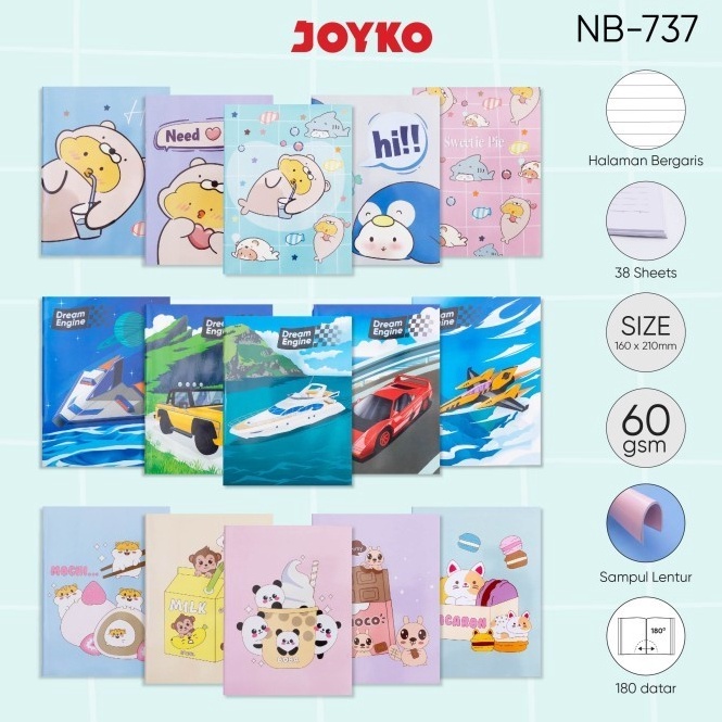 

KODE Y44L Buku Tulis Catatan Bergaris Ruled Notebook Joyko NB737 1 Pack 1 Pcs