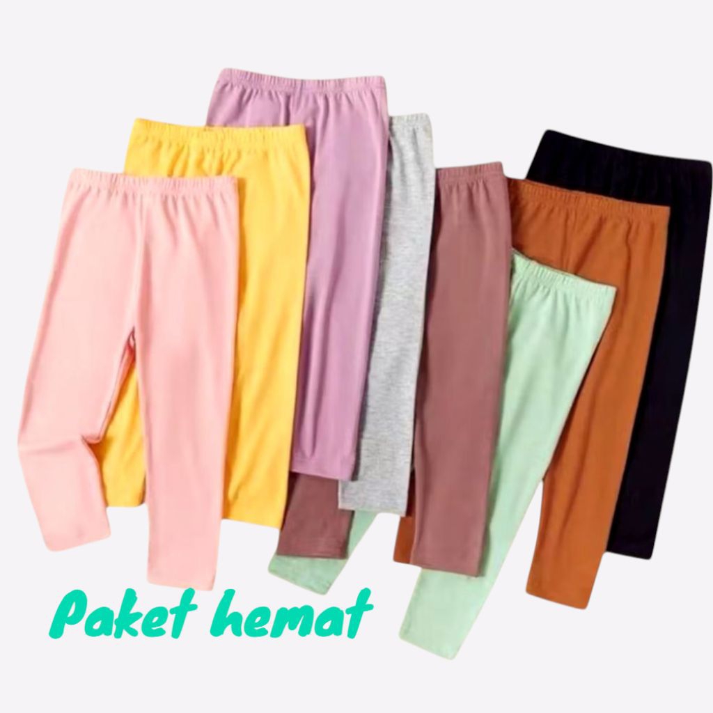 Paket 6 pcs Celana Legging Bawahan Anak Perempuan Usia 0-3 Tahun Motif Polos Bahan Kaos Halus Lembut