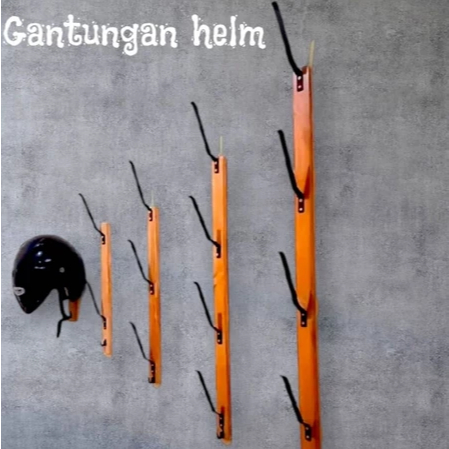 Rak helm gantung 3,4,5 susun / gantungan helm dinding, Tempat helm kayu / gantungan helm susun kayu