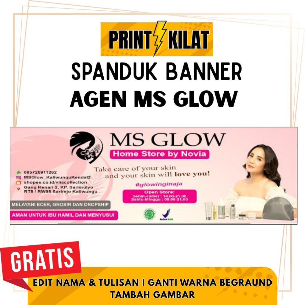 TERMURAH - SPANDUK AGEN MS GLOW | BANNER KECANTIKAN