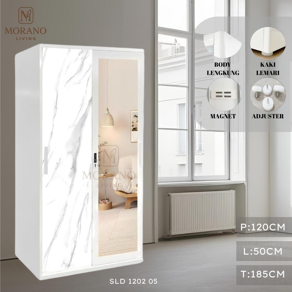 (GRATIS PACKING KAYU) XTONE LEMARI BESI PAKAIAN LEMARI BESI SLIDING 2 PINTU UKURAN 120 DAN 90