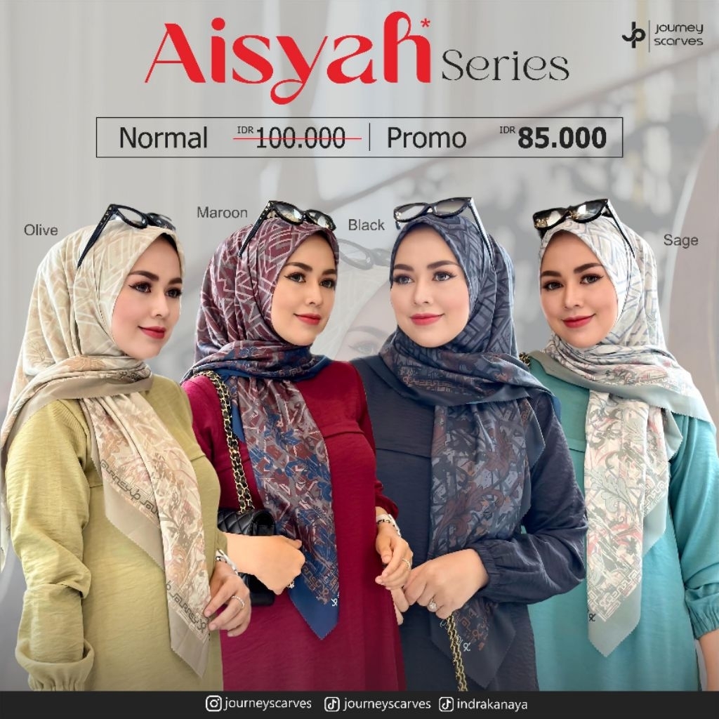AISYAH SERIES // NAYLA // DUMMA // ALYA // HIJAB SEGIEMPAT MOTIF BY JOURNEY SCARVES