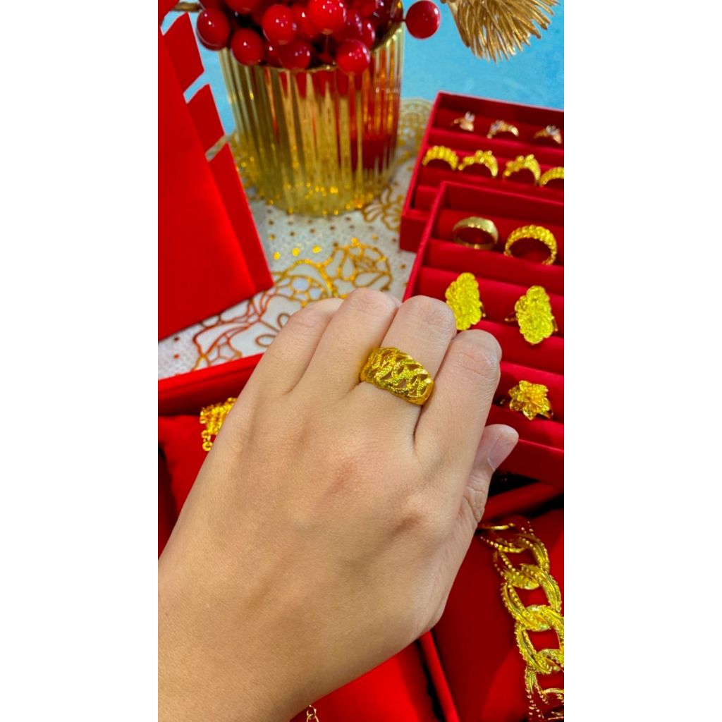 Cincin Kendari Model Sisik Naga Lapis Emas 24K