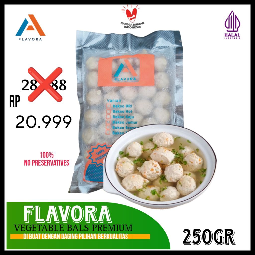 

Flavora Vegetable Bals premium 250g | Bakso Sayur cocok untuk anak yang tidak suka sayur