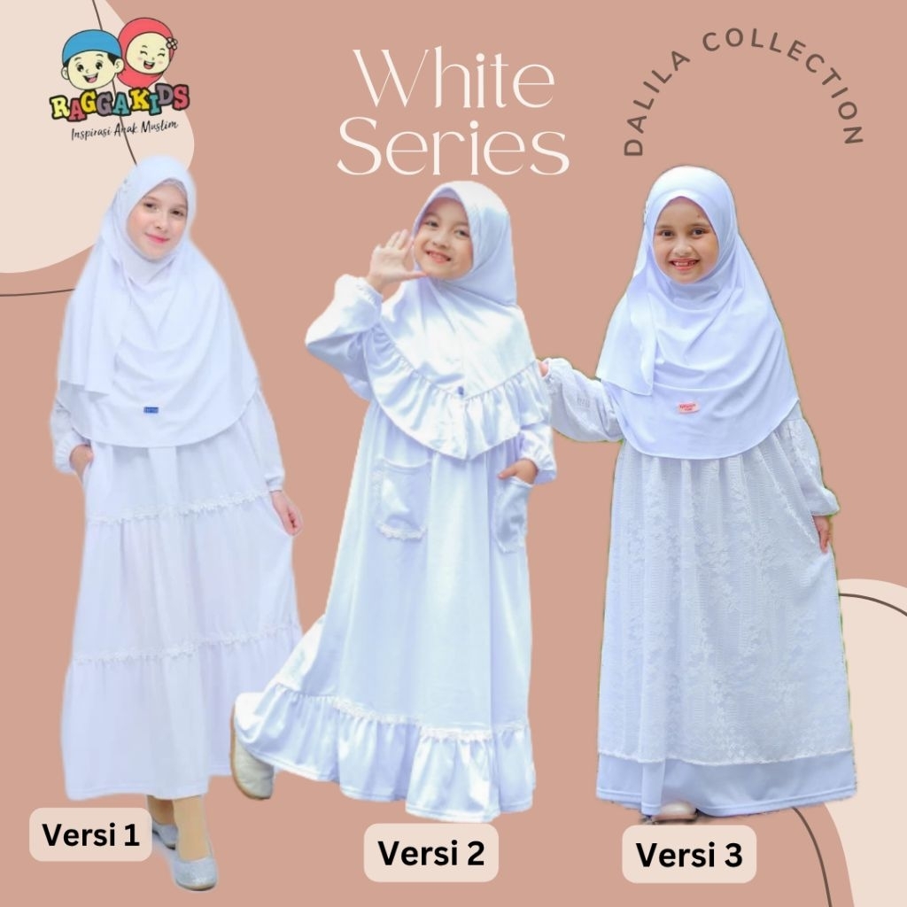 RAGGAKIDS - BAJU GAMIS PUTIH POLOS RG 52 | SIZE BAYI - DEWASA GAMIS PUTIH MANASIK | SARIMBIT PUTIH