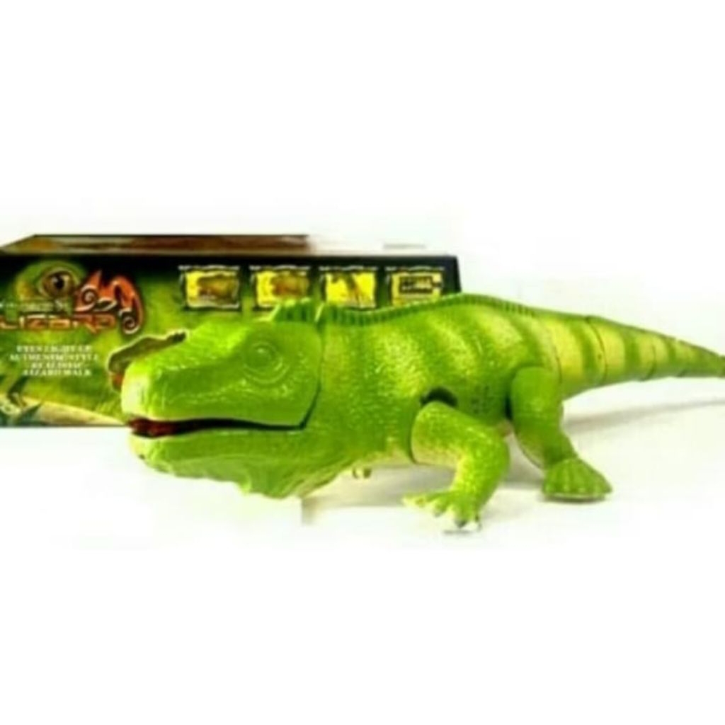 Mainan anak edukasi robot binatang iguana besar bisa jalan suara dan nyala lampu keren murah robot h