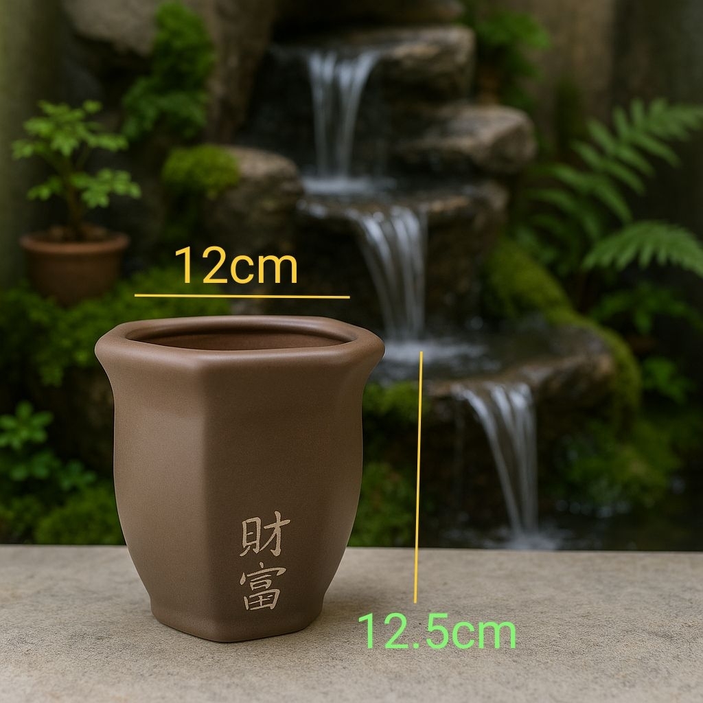 Bonsai Segi Enam Pot Keramik Bonsai