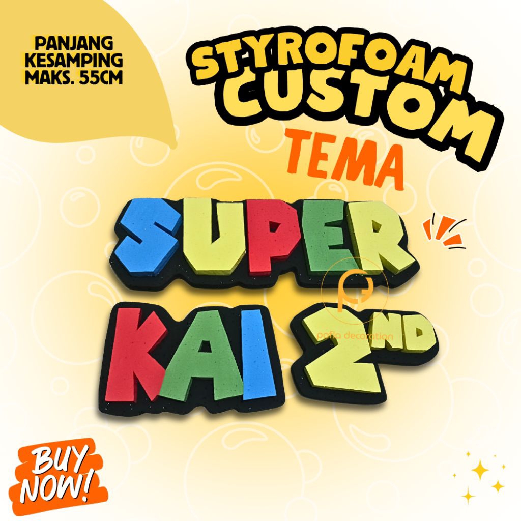 Styrofoam custom tema dekorasi backdrop Ulang tahun, tasyakuran aqiqah, khitan, tedak siten