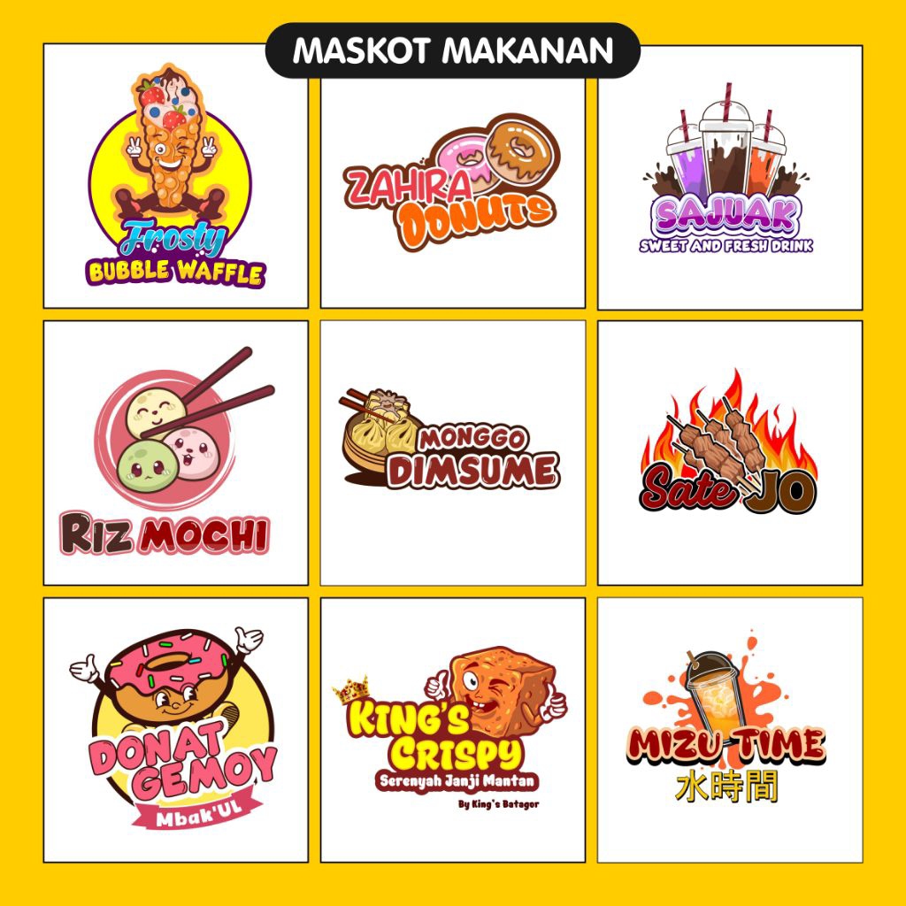 logo maskot makanan - logo umkm - logos bisnis - logo usaha - logo karakter makanan r  UMKM BISNIS m