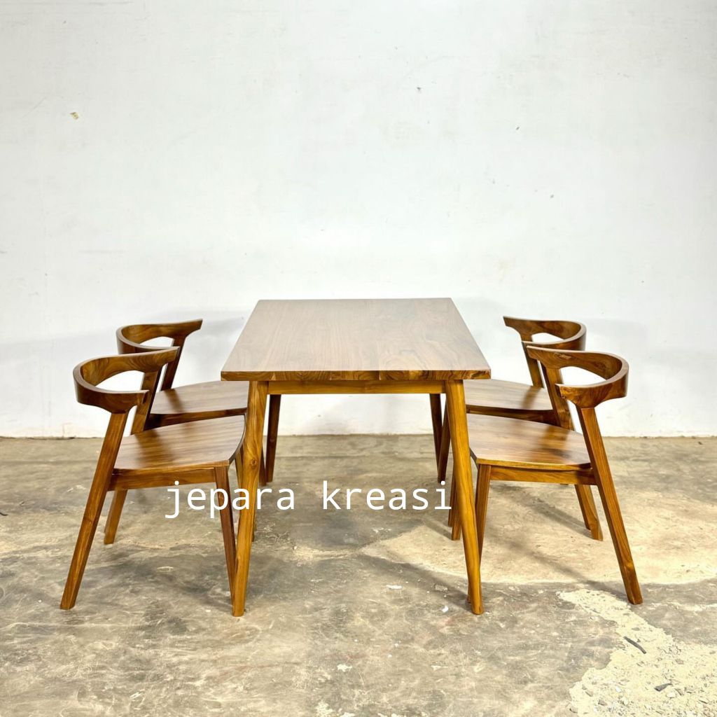 meja makan 4 kursi kayu jati minimalis, set meja makan 4 kursi jati minimalis