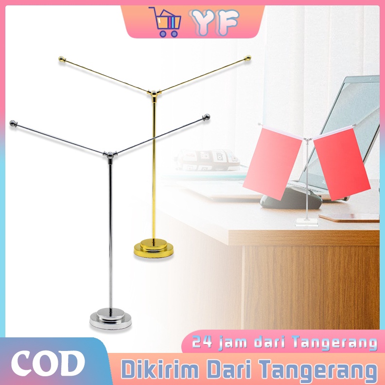 

KODE N15Z Stand Tiang Bendera Meja Kecil Model Y Flag Pole Stainless Steel Y Stand Tiang 2 Bendera Meja