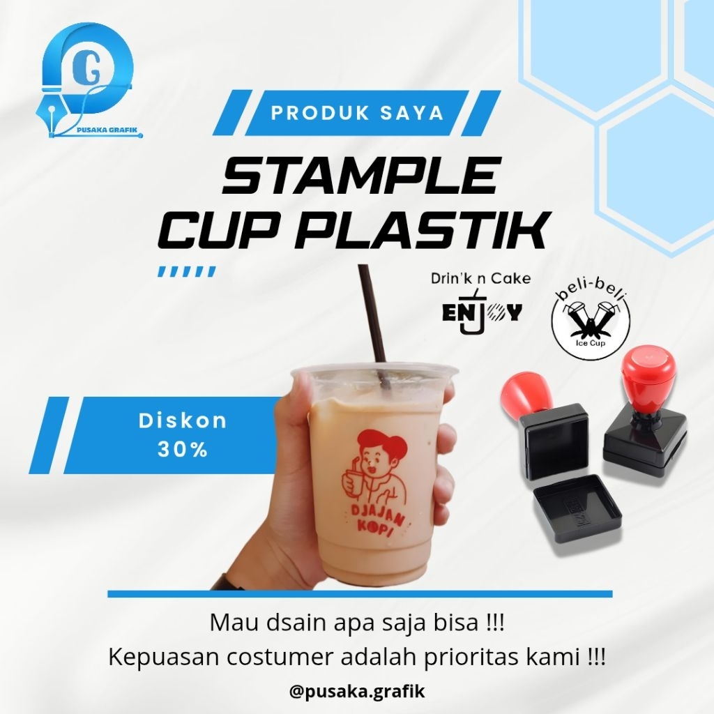 

COD Stempel Cup Gelas / Stempel Cangkir / Stampel Minuman Atau Makanan Media Plastik Free Desain Custom