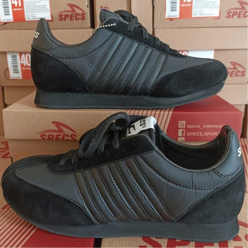specs104 sepatu sekolah hitam polos bahan kanvas pria wanita