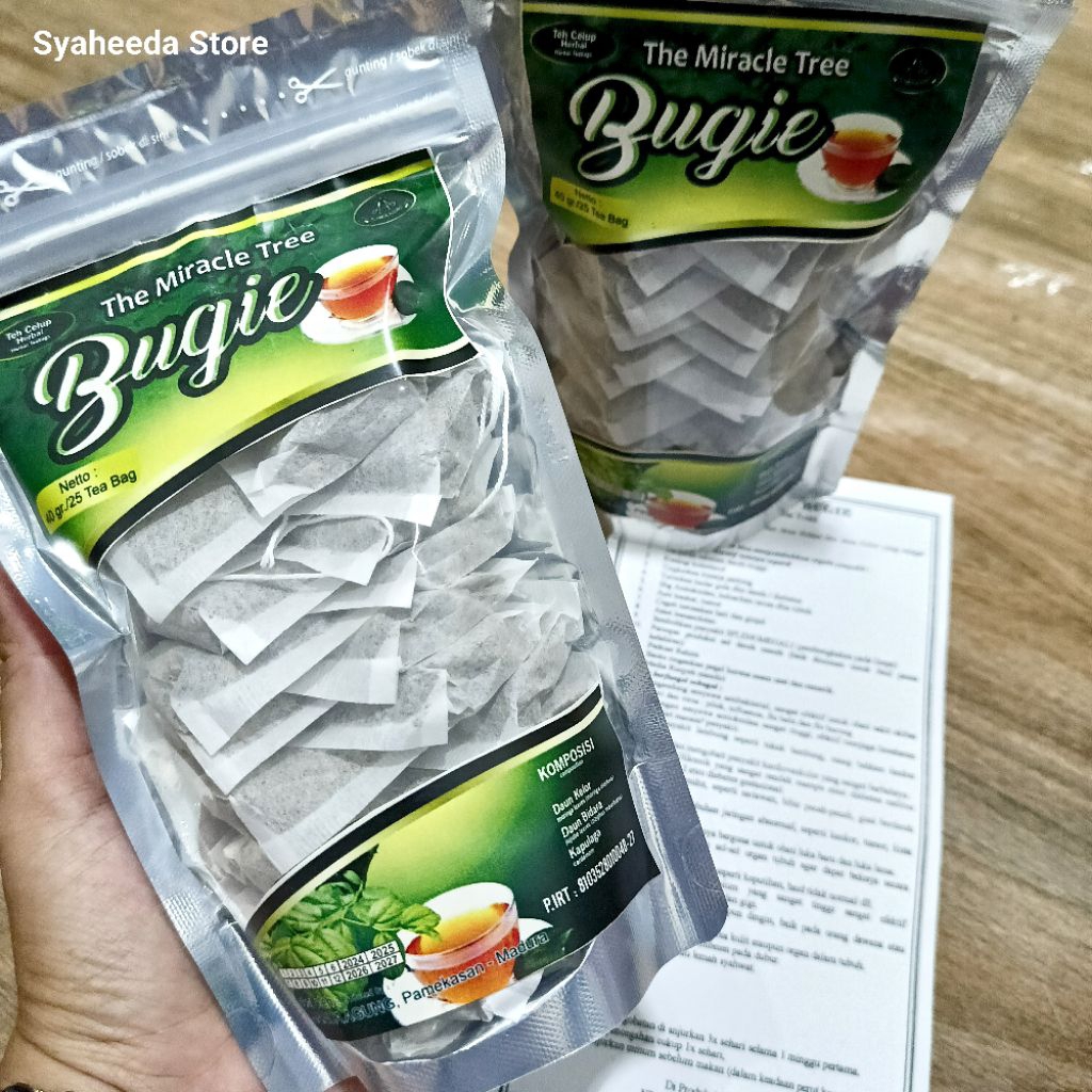 

Teh Ajaib Bugie dari Daun Kelor dan Bidara isi 25 kantong Asli Produk Madura