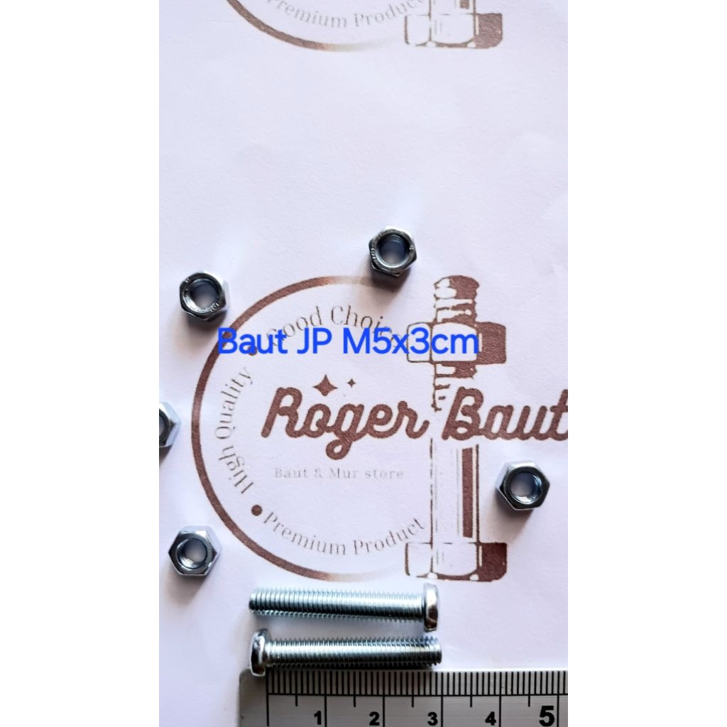 Baut Mur JP M5 x 3cm Kunci Obeng (+) Galvanis
1. Diameter Kepala Baut 10mm
2. Tebal Kepala Baut 3.5m
