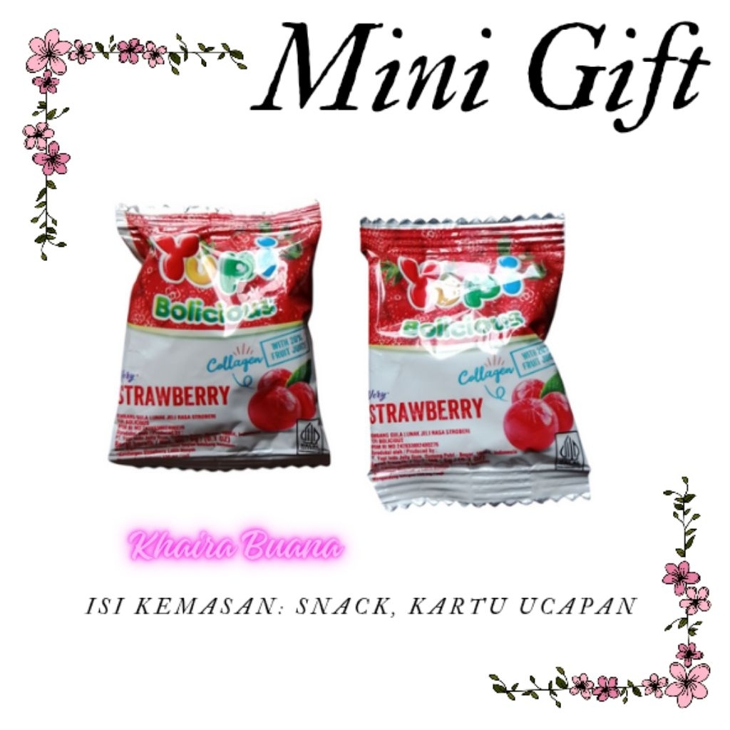 

Mini gift Mini Hampers Mini Snack ucapan mini cocok untuk hadiah berbagi di hari ulang tahun Perpisahan maupun Penyemangat Ujian dll