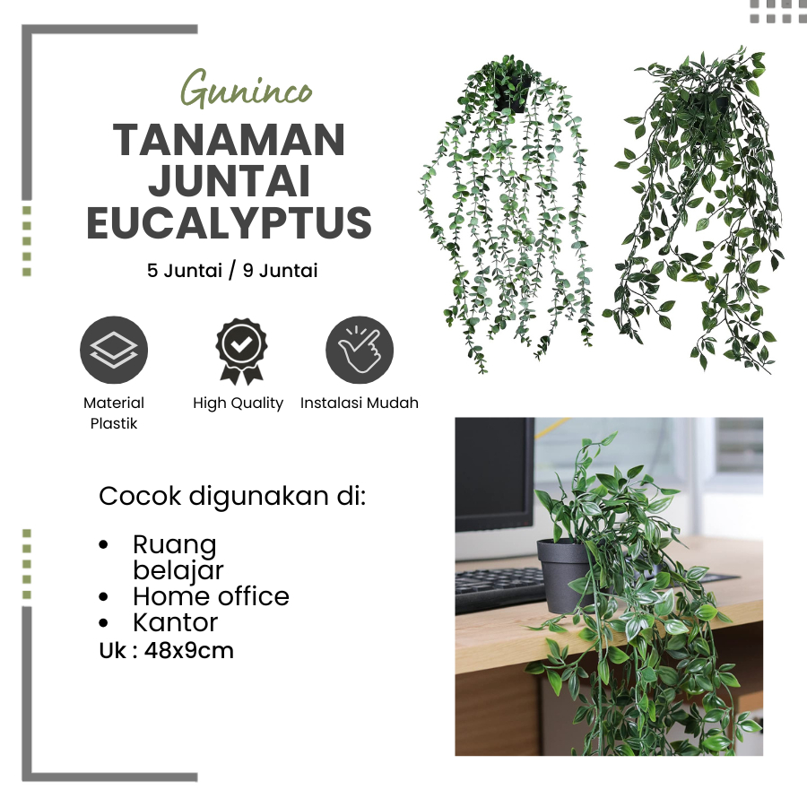 Guninco Tanaman Hias Juntai Green Datura Tanaman Gantung Termasuk Pot Daun Rambat Palsu