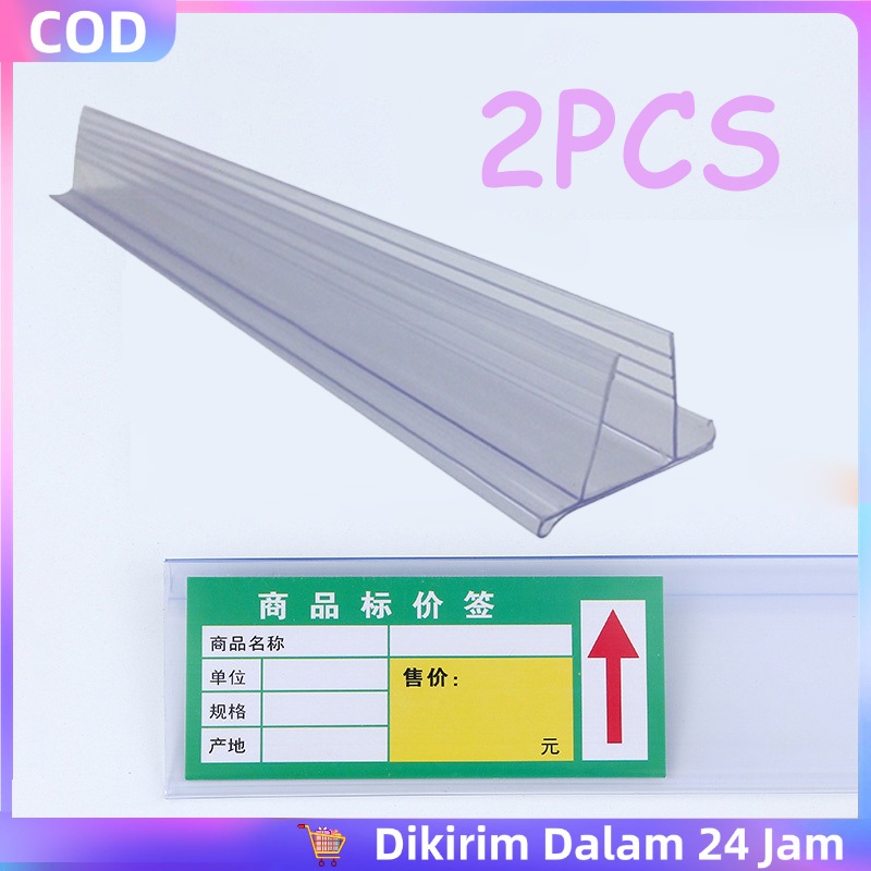 

1m/2pcs Price Rail Rel Etalase Papan Rak Minimarket Label Rak Minimarket Alat Label Harga Tempel Price Rail Rak Minimarket