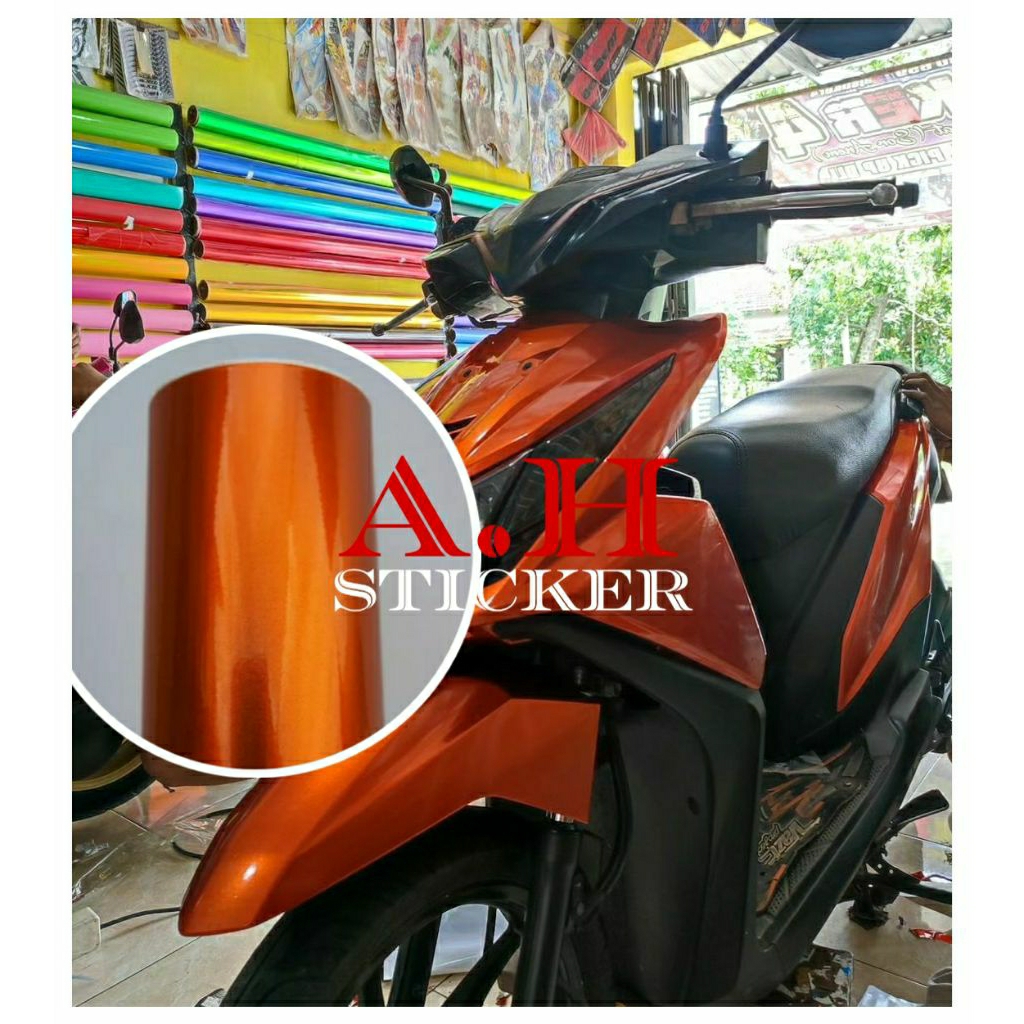 Sticker orange Metalik Skotlet Orange Candy Sekotlet Stiker Motor Warna Oren