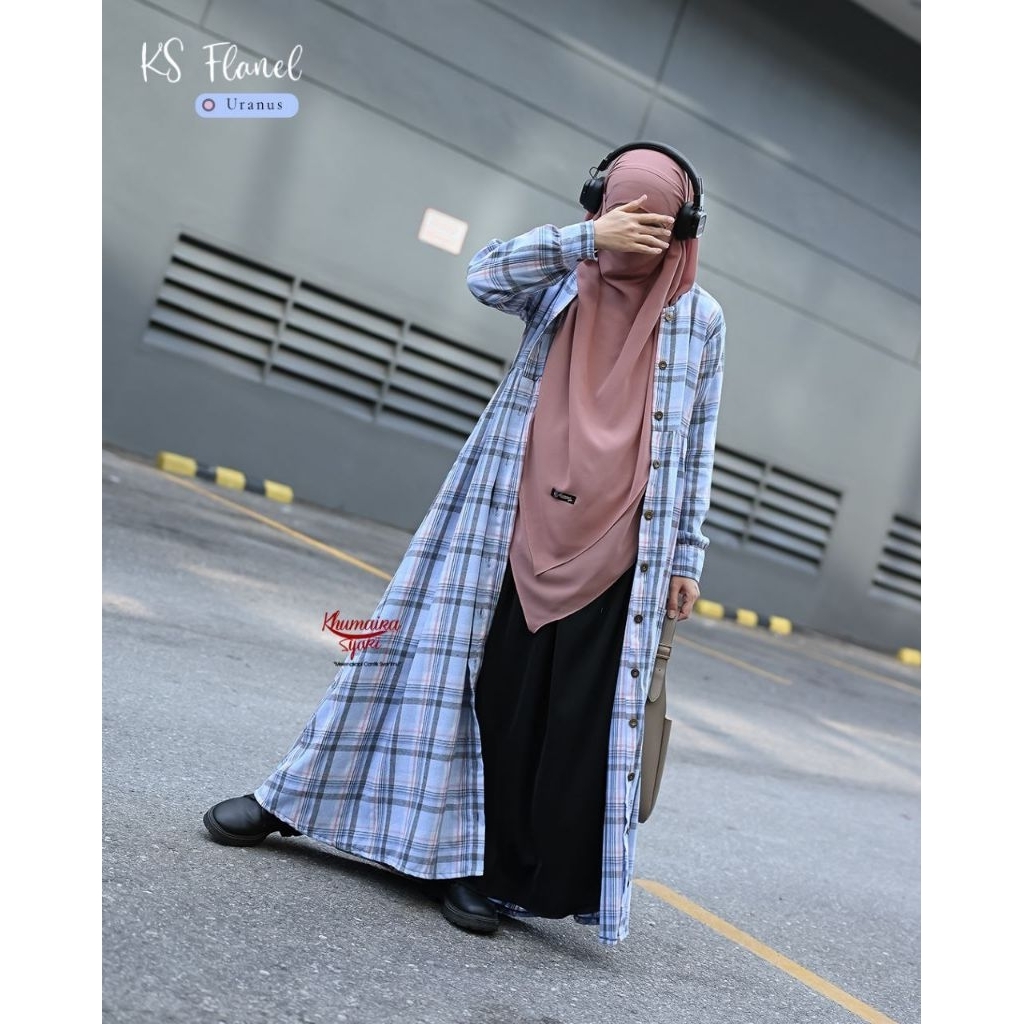 Gamis Flanel by khumaira syar'i | KS flanel | gamis only | gamis casual | gamis trendy