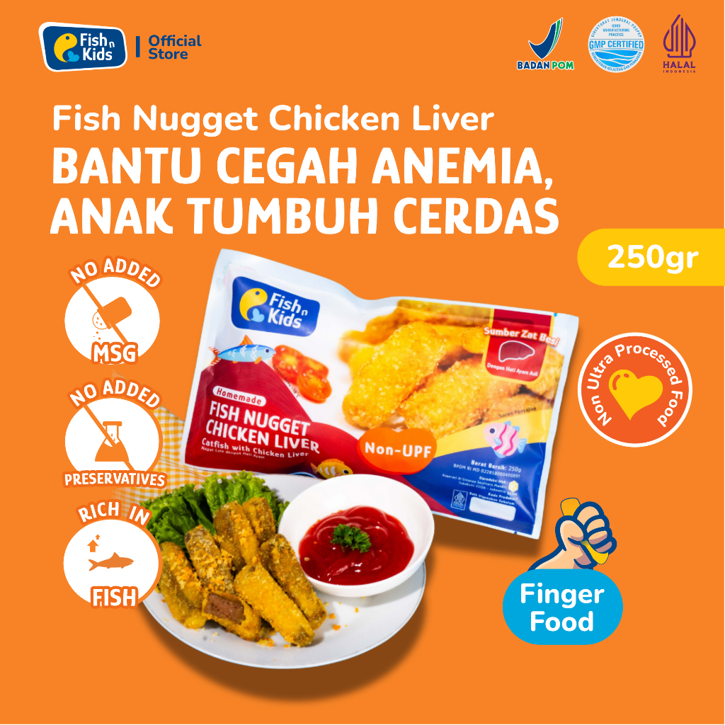 

Fish n Kids - Nugget Lele + Hati Ayam Nugget 250 gr Non MSG - Homemade Non UPF BPOM HALAL