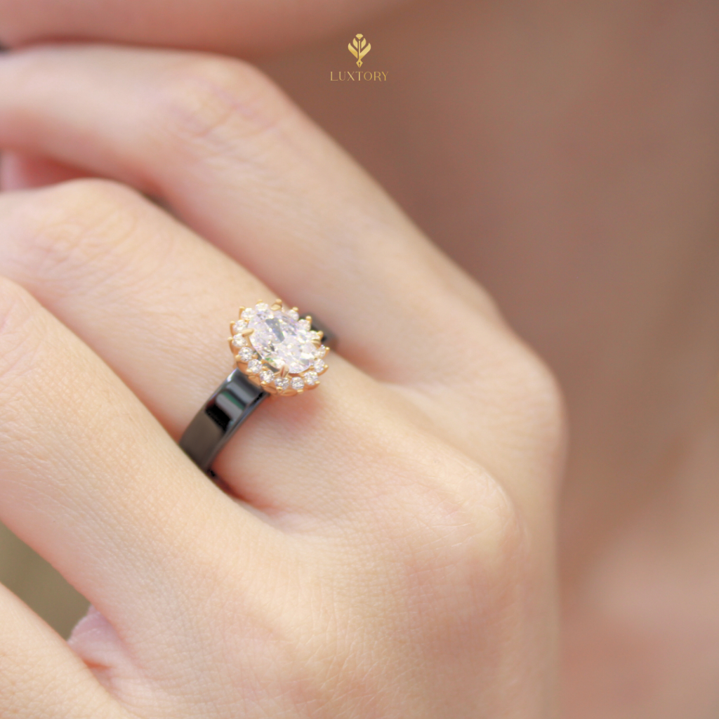 Cincin Emas Asli Keramik Hitam Kadar 8K Luxtory