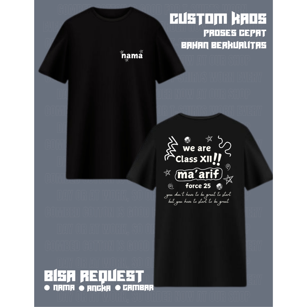 KAOS KELAS CUSTOM DESAIN BISA BEBAS