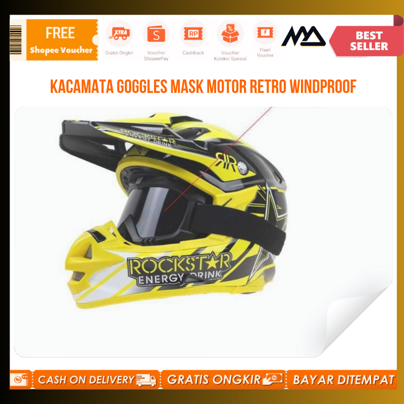 Kacamata Goggles Mask Motor Retro Windproof / Kacamata helm motor retro / Kacamata helm