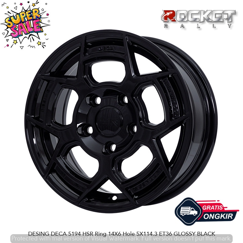 Pelek HSR DESING DECA Ring 14 Baut 5X114,3 Pnp mobil Grandmax CRV Luxio L300