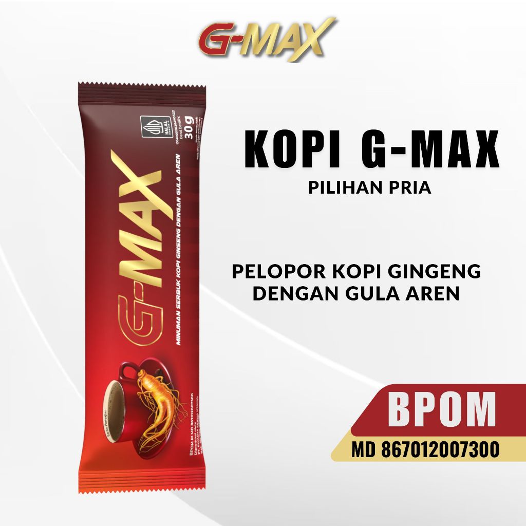 

G-MAX KOPI GINGSENG STAMINA PRIA KUAT TAHAN LAMA PRIA 100% HALAL DAN BPOM 1 sachet