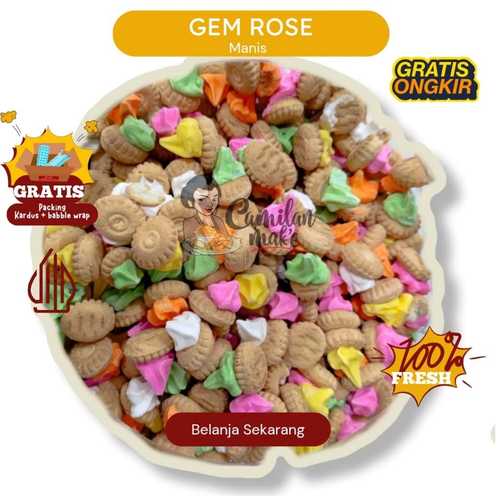

GEM ROSE/ CAMILAN MAK'E/ CEMILAN ROTI BENIK/ KUE KERING/ ROTI KERING/ CAMILAN OLEH-OLEH/ JAJANAN JADUL/ SNACK KILOAN