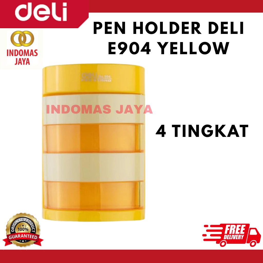 

Deli E904 Tempat Pensil Desk Set 4 Laci Putar, Plastik Berkualitas, Warna Kuning