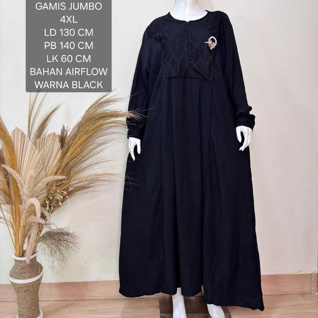 Gamis Wanita Jumbo Bigsize Ld 130 Cm Model Kombinasi Brukat Kekinian Fit To 4XL